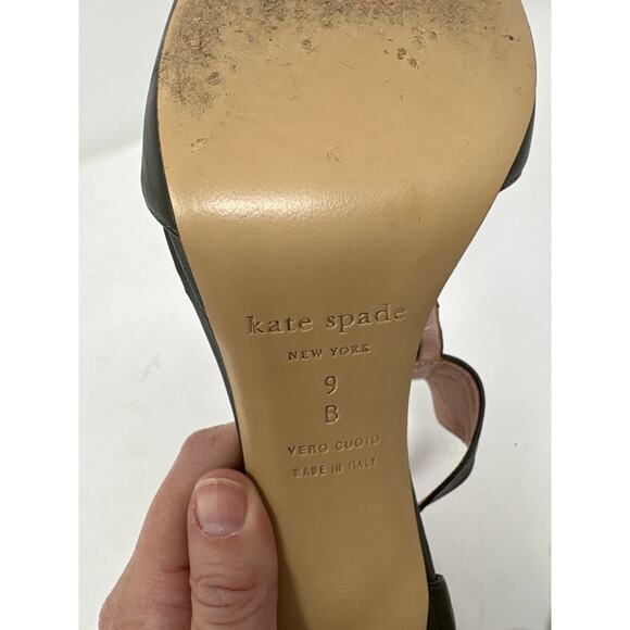 Kate Spade Green Open Toe Leather Heels with Bamboo Size 9 - Picture 9 of 9